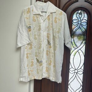 Tommy Bahama, Copyrighted Print, Embroided, Short Sleeve, Linen Shirt